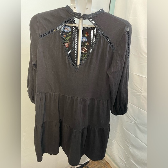 NWT TOPSHOP Women's 3/4 Sleeve Embroidered Smock Dress‎ Black Floral Sz 12 - Picture 3 of 8